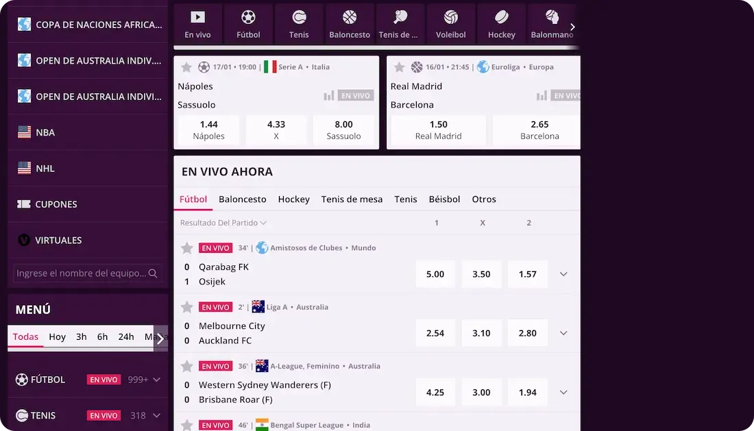 apuestas del casino westace