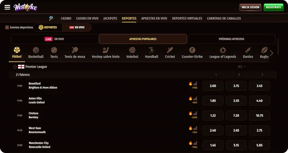 deportes del casino westace