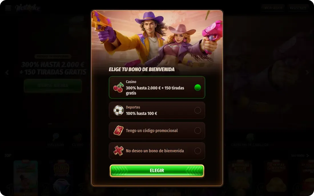 bono de bienvenida del casino westace